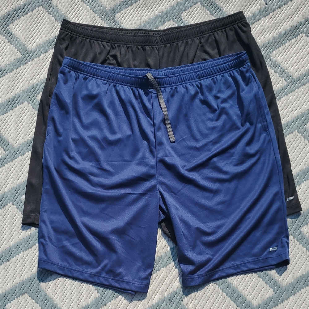 NWOT 2 Pairs 2XL Amazon Essentials Navy Blue and Black Athletic Shorts